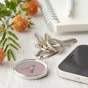Personlig Monogram A Keychain med Ro & Bark Rund Silverfärgad Nyckelring