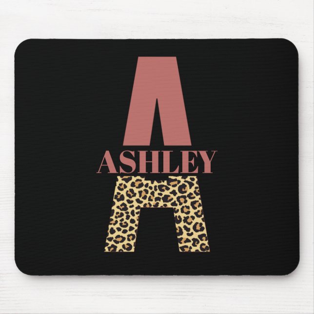 Personlig Monogram A Rosa Leopard print Musmatta (Framsidan)