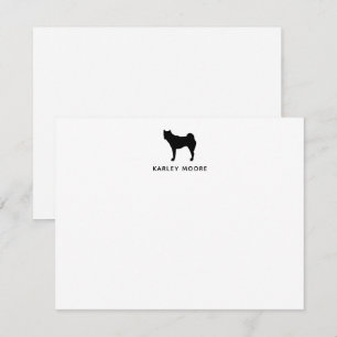 Personlig monogram Akita hund svart och vit Anteckningskort