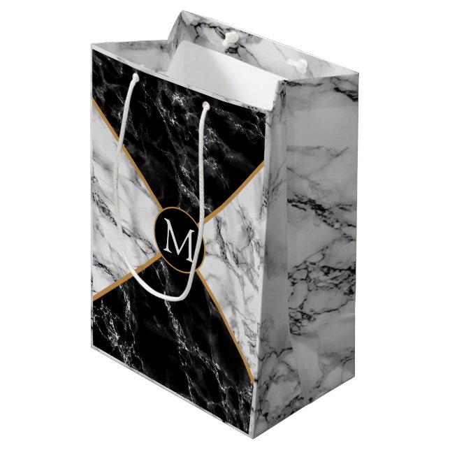 Personlig Monogram Anpassad Bokstav Marmorpresentp (Framsidan Vinklad)