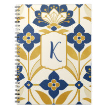 Personlig Monogram Art Deco Marinblå & Guld