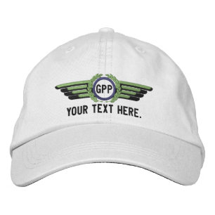 Personlig Monogram Aviation Laurels Pilot Vingar Broderad Keps