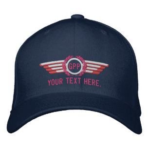 Personlig Monogram Aviation Laurels Pilot Vingar Broderad Keps