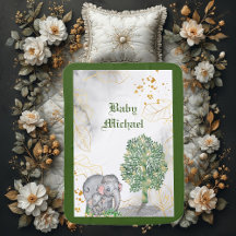 Personlig Monogram Baby Elephant & Mamma Forest