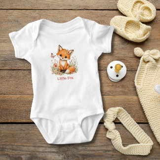 Personlig Monogram Baby Räv Blommor Present T Shirt