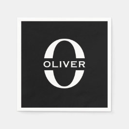 Personlig Monogram Black and White Namn Pappersservett