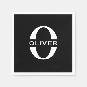 Personlig Monogram Black and White Namn Pappersservett