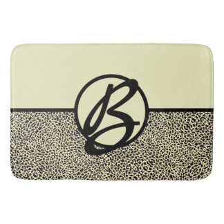Personlig Monogram Black Cream Leopard Badrumsmatta