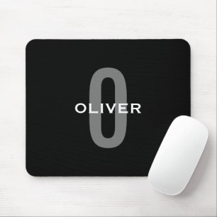 Personlig Monogram Black Grått White Namn Musmatta