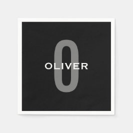 Personlig Monogram Black Grått White Namn Pappersservett