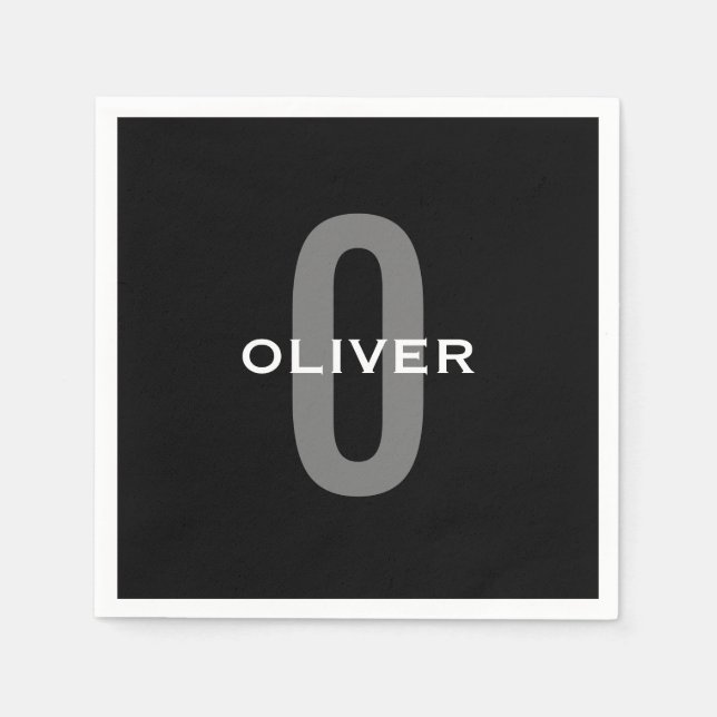 Personlig Monogram Black Grått White Namn Pappersservett (Framsidan)