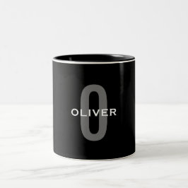 Personlig Monogram Black Grått White Namn Två-Tonad Mugg