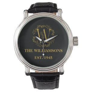 Personlig Monogram Black & Guld-familjen - första Armbandsur