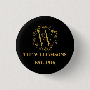 Personlig Monogram Black & Guld-familjen - första Knapp