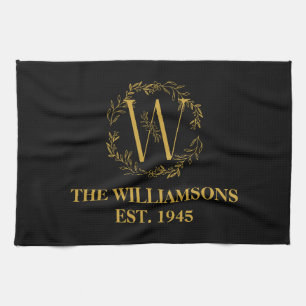 Personlig Monogram Black & Guld-familjen - första Kökshandduk