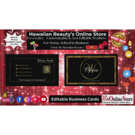 Personlig Monogram Black & Guld Glitter QR-kod Visitkort