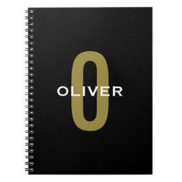 Personlig Monogram Black Guld White Namn Anteckningsbok