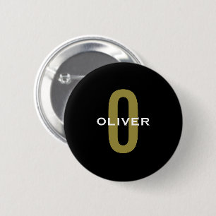 Personlig Monogram Black Guld White Namn Knapp