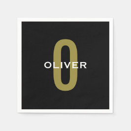 Personlig Monogram Black Guld White Namn Pappersservett