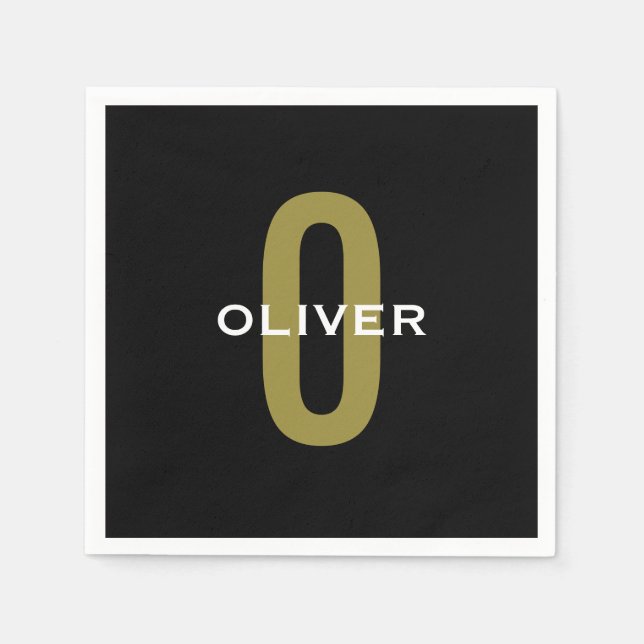 Personlig Monogram Black Guld White Namn Pappersservett (Framsidan)
