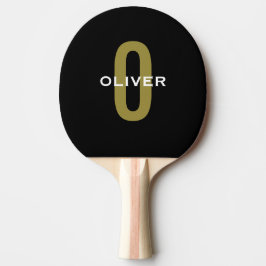 Personlig Monogram Black Guld White Namn Pingisracket