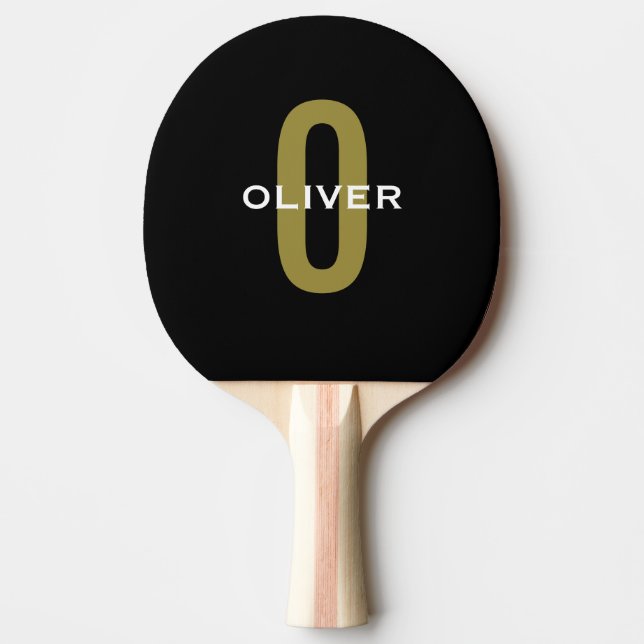 Personlig Monogram Black Guld White Namn Pingisracket (Framsidan)