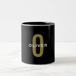 Personlig Monogram Black Guld White Namn Två-Tonad Mugg