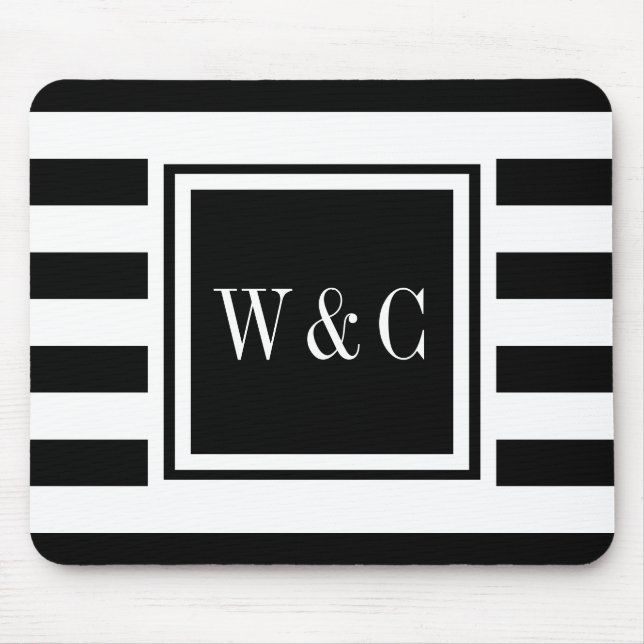 Personlig Monogram Black White Rand Musmatta (Framsidan)