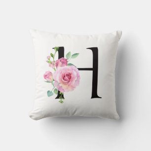 Personlig Monogram Blommig Initial H Kudde