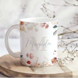 Personlig Monogram Blommig Kaffemugg