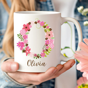 Personlig Monogram Blommigt Brev O Kaffemugg