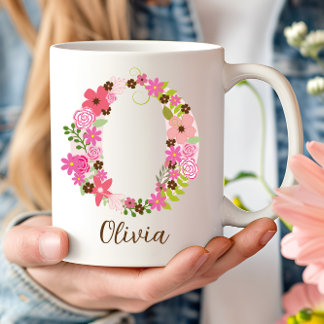 Personlig Monogram Blommigt Brev O Kaffemugg