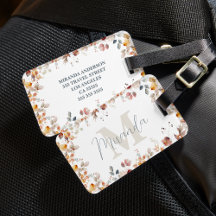 Personlig Monogram Blommigt Luggage Tag