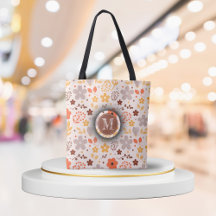 Personlig Monogram Blommigt Tote Bag - Anpassat na