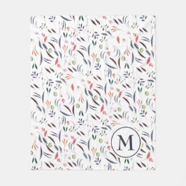 Personlig Monogram Blommigt Vattenfärg Fleecefilt