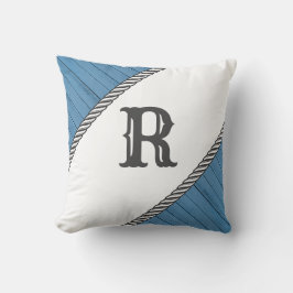 Personlig Monogram Blue on White Kudde