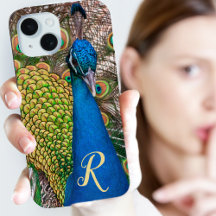 Personlig Monogram Blue Peacock Photo