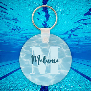 Personlig Monogram Blue Swimming Bassäng Modern Nyckelring