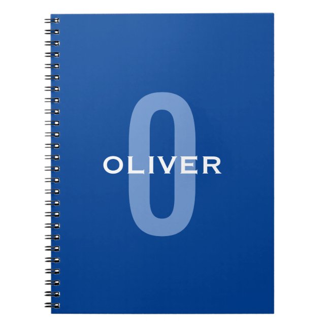 Personlig Monogram Blue White Namn Anteckningsbok (Framsidan)