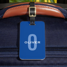 Personlig Monogram Blue White Namn Bagagebricka