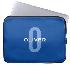 Personlig Monogram Blue White Namn Laptop Fodral
