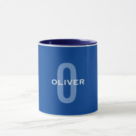 Personlig Monogram Blue White Namn Mugg