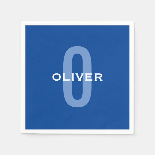Personlig Monogram Blue White Namn Pappersservett (Framsidan)
