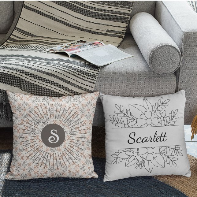 Personlig Monogram Boho mystic stil Kudde (Skapare uppladdad)