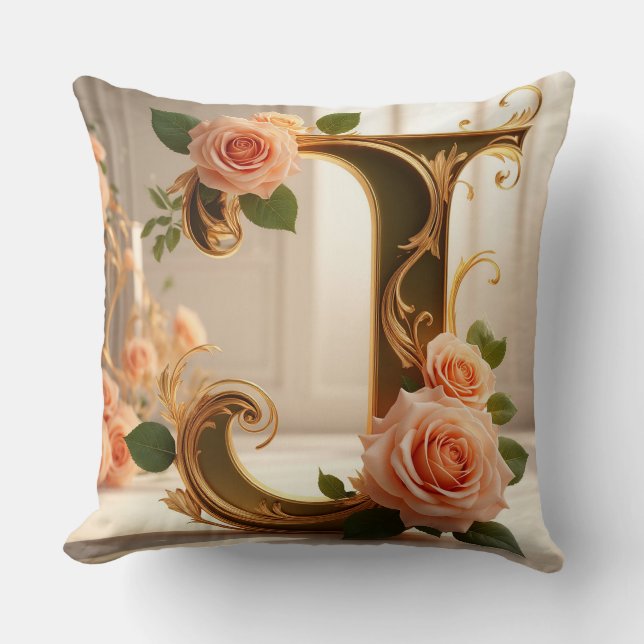 🌷 Personlig monogram bokstav J-dekor 🌼 Kudde (Framsida)