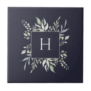 Personlig Monogram botaniska dekorativa flottan Kakelplatta