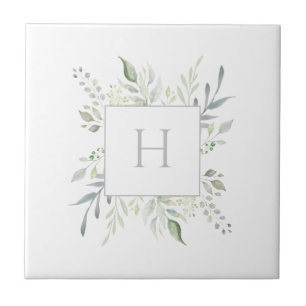 Personlig Monogram botaniskt dekorativ dekorativ d Kakelplatta