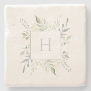 Personlig Monogram botaniskt Stenunderlägg