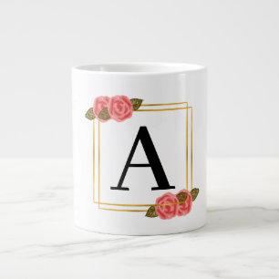 Personlig monogram brev A med guldram Jumbo Mugg
