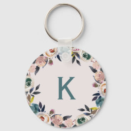 Personlig Monogram Brev Blommigt Chic Dam Nyckelring